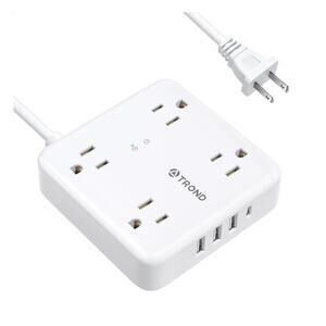 TROND Flat Plug Surge Protector Power Strip with USB Ports, 5ft Extension Cor...